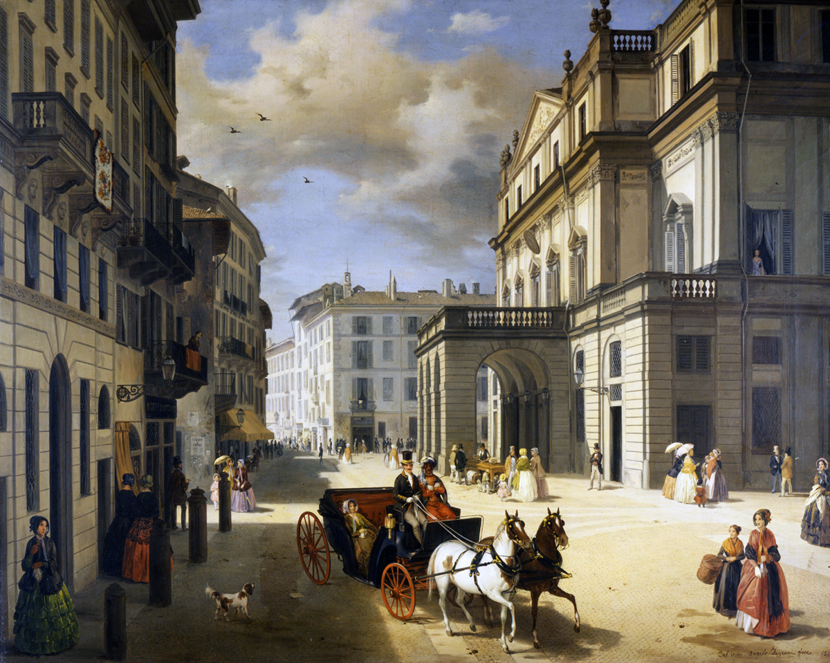 Анджело Инганни. Фасад театра Ла Скала, 1852 год