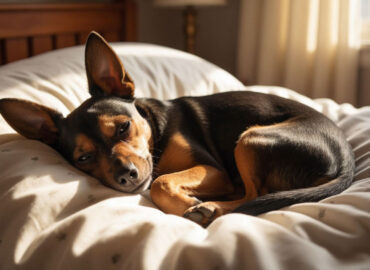 Собака в постели