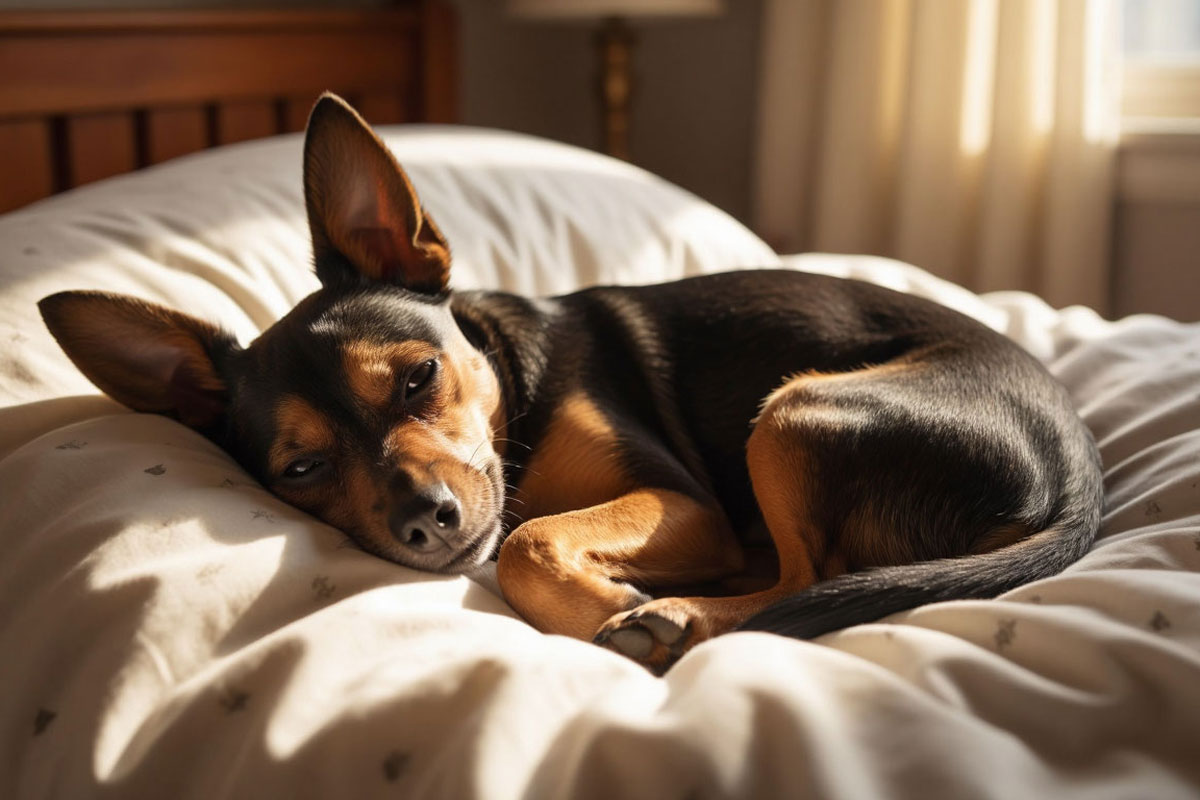 Собака в постели