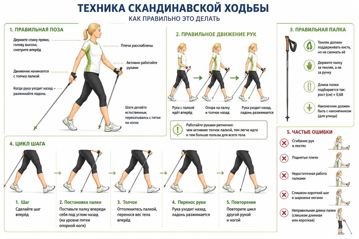 Техника скандинавской ходьбы